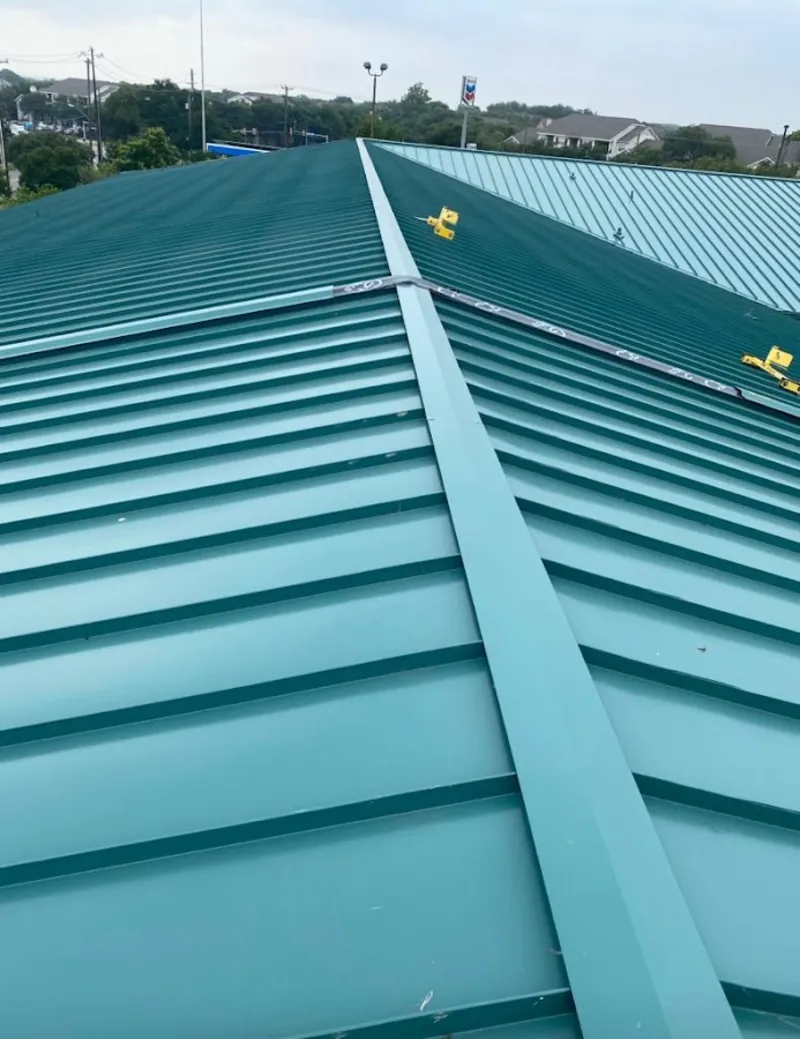 Green commercial metal roof ridge and valley for Metal Roof Repair in Taylors